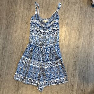 Blue Patterned Hollister Romper
